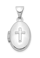  remarkable small oval cross white gold baby charm       